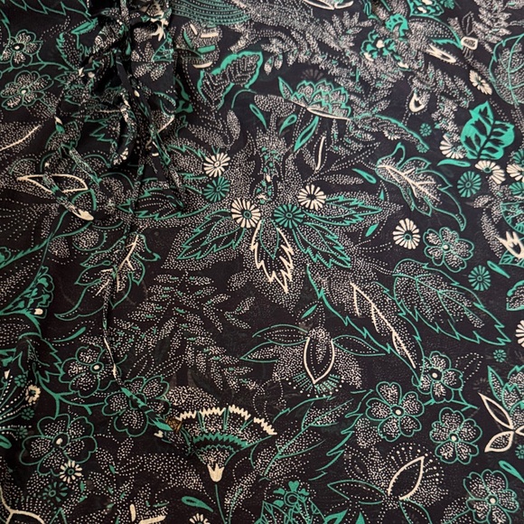 Anthropologie Teal and Navy Patterned chiffon Top XL - Picture 5 of 7